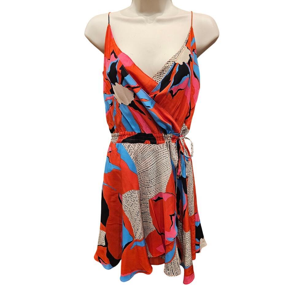 LEIFSDOTTIR Silk bright colorful Floral Dress 0 cinch waist shift Easter summer
